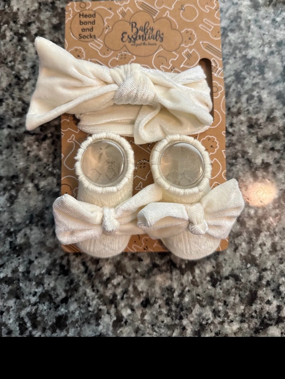 Baby Essentials Ivory Bow Headband and Bow Socks Set